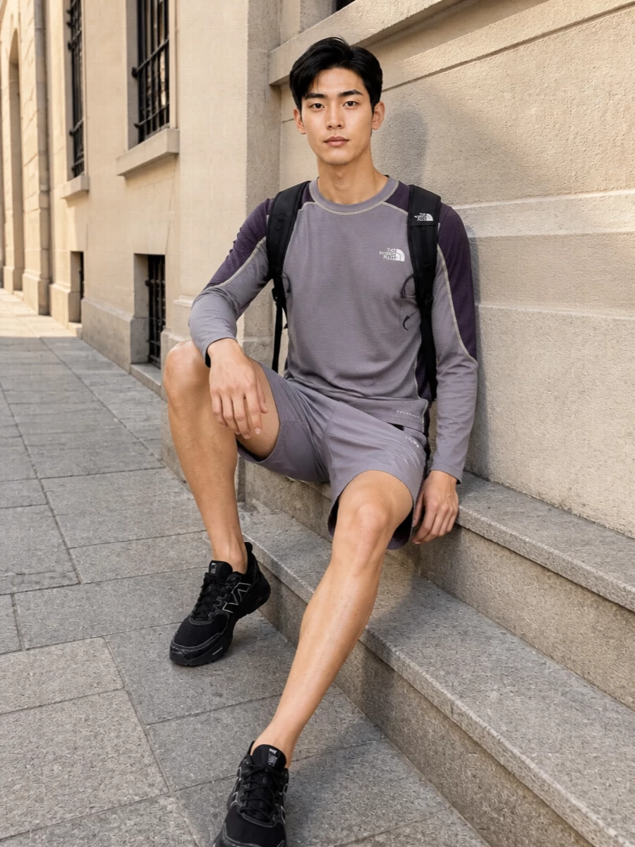The north face technical trail outfit grey shorts