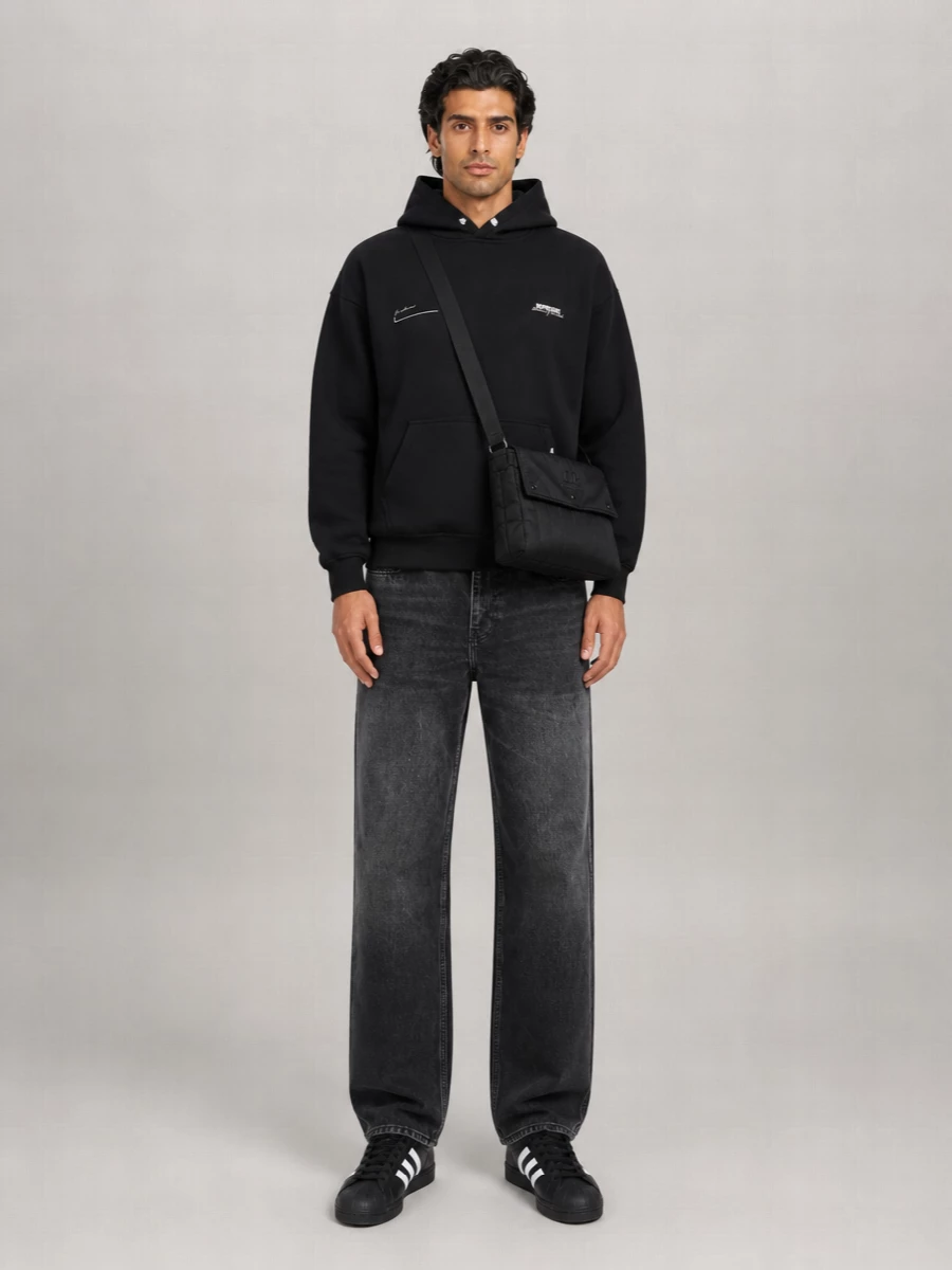 Represent Cotton Logo Print Relaxed Fit Hoodie