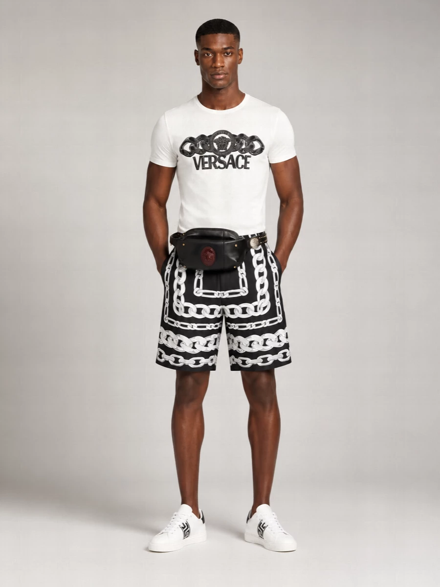 Versace Silk Printed Bermuda Shorts