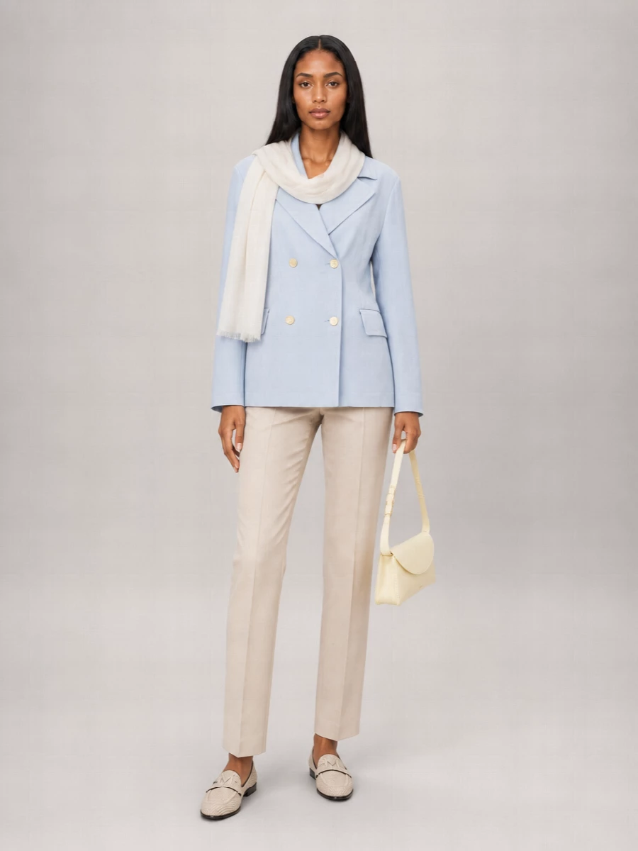 S Max Mara Linen Double-Breasted Blazer