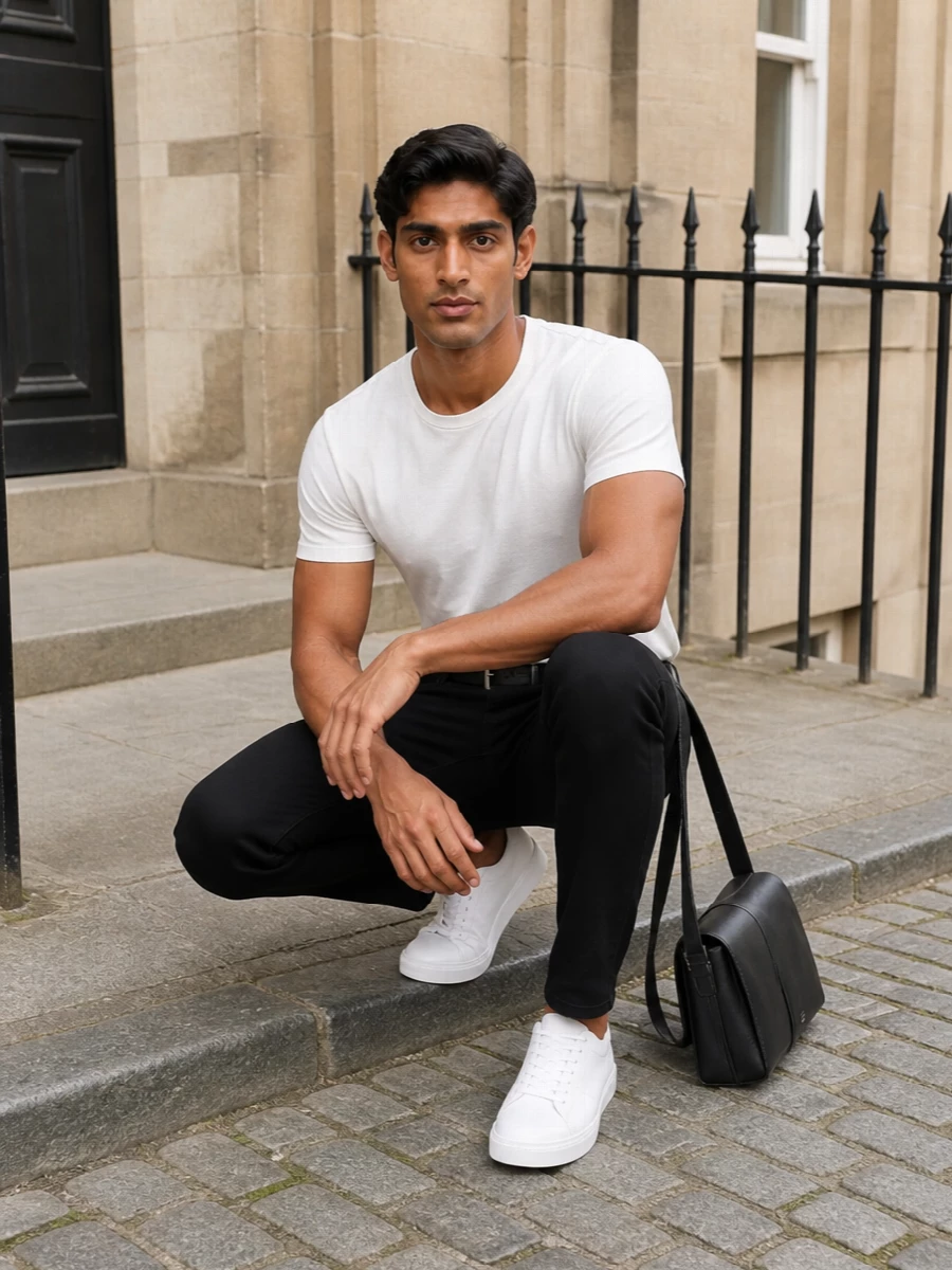 Dolce gabbana white tee black jeans outfit