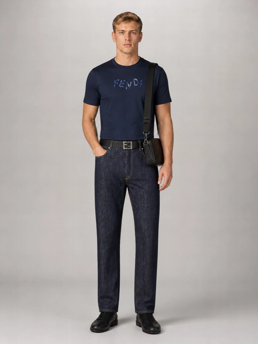 Fendi Cotton Logo-Embroidered T-Shirt