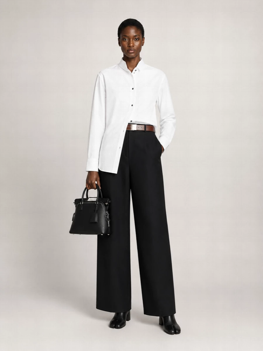 Maison Margiela Virgin Wool High-Rise Wide-Leg Maxi Trouser Skirt