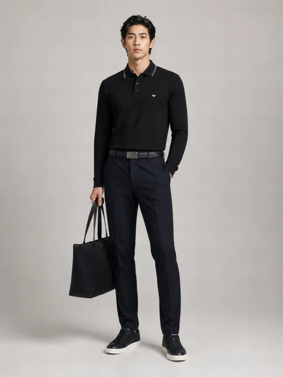 Emporio Armani Cotton Long-Sleeve Polo Shirt