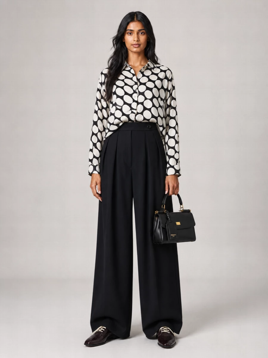 Dries Van Noten Viscose Oversized Polka-Dot Long-Sleeve Shirt