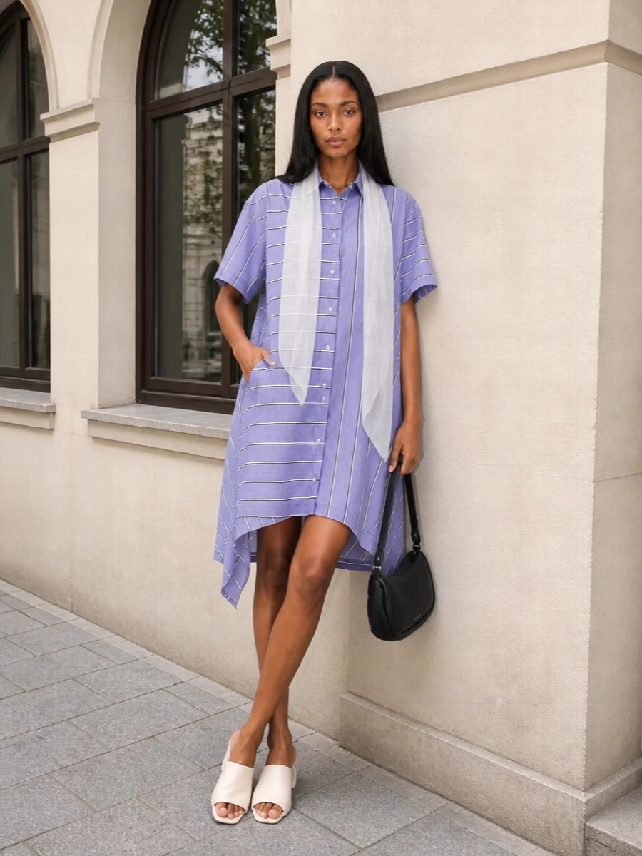Jw anderson striped shirt dress ivory mules