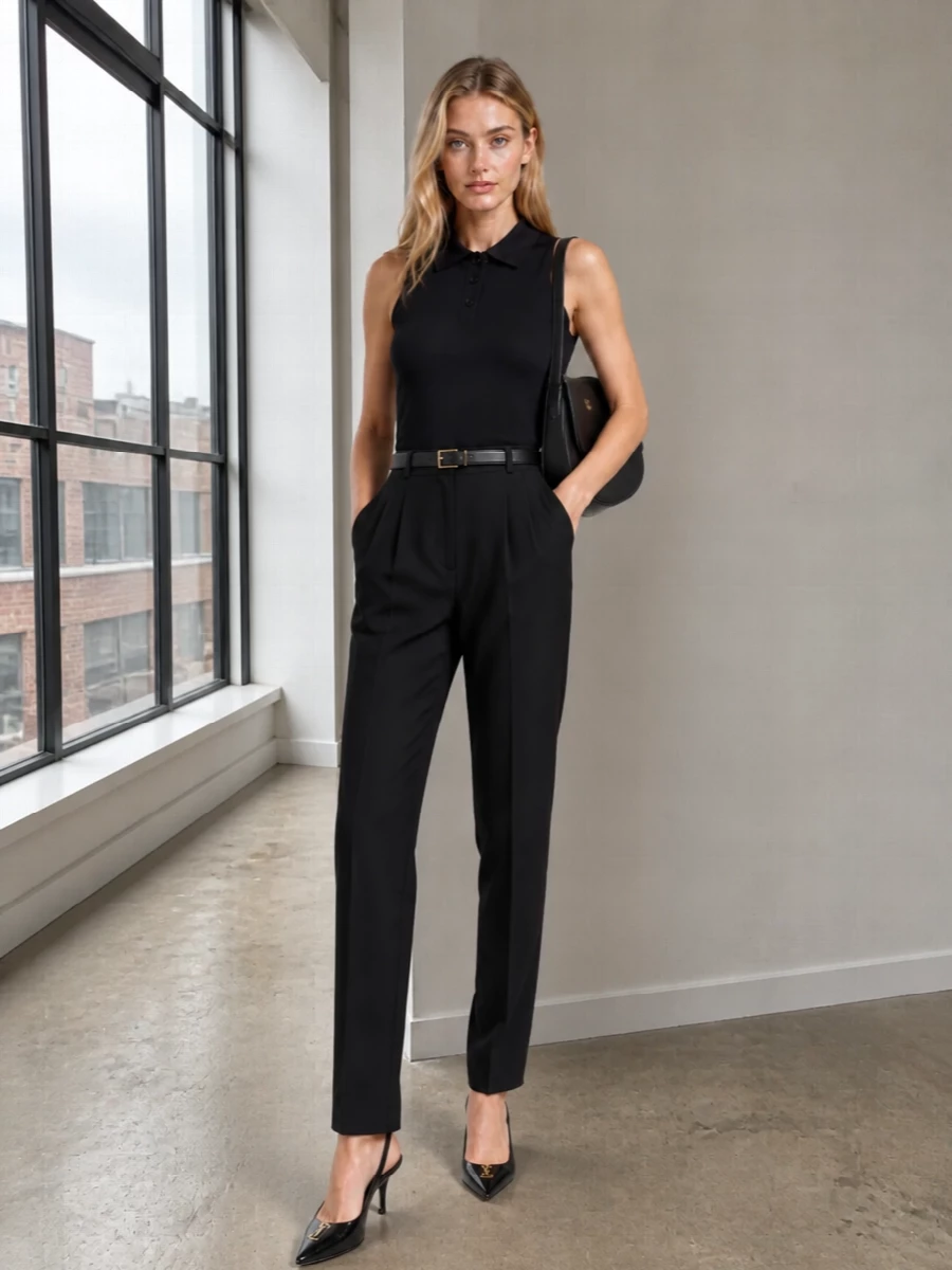 Saint laurent black polo high waisted trousers