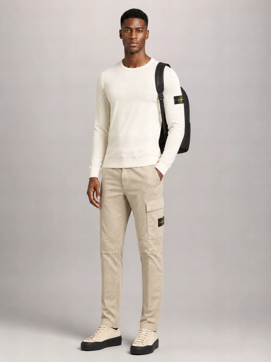 Stone Island Cotton Ribbed Crewneck Sweater