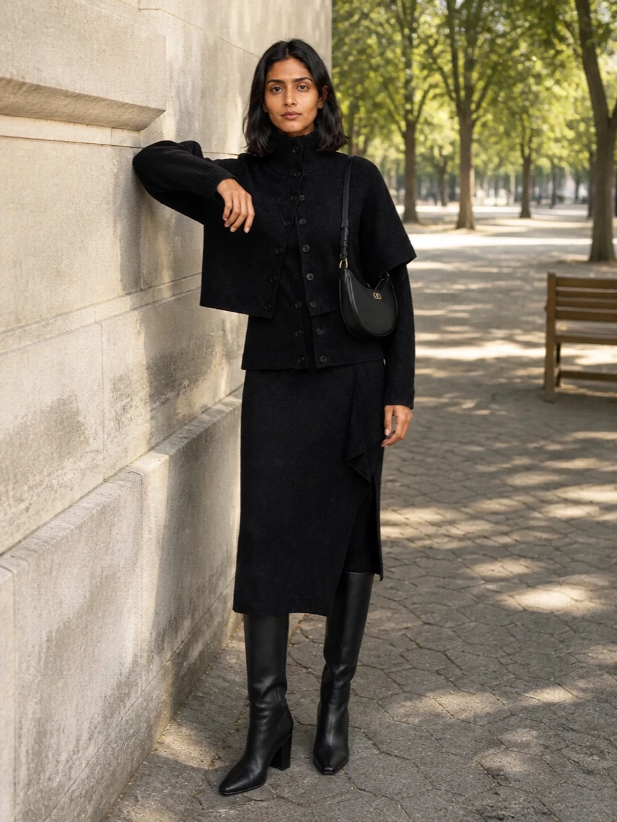 Parosh black knit midi dress coperni boots