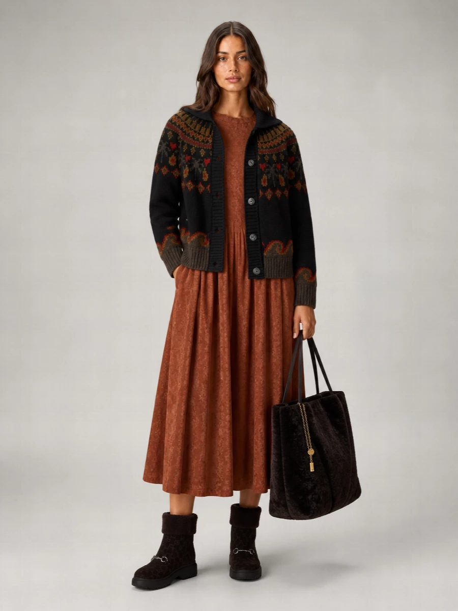 Alanui Fair Isle Hooded Wool Cardigan