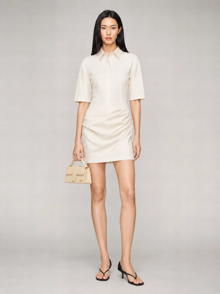 Jacquemus Draped Cutout Mini Shirt Dress
