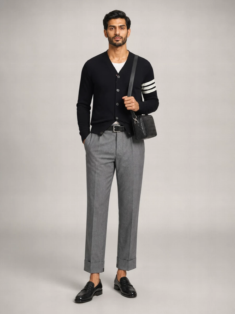 Thom Browne Virgin Wool Fine-Knit V-Neck Cardigan