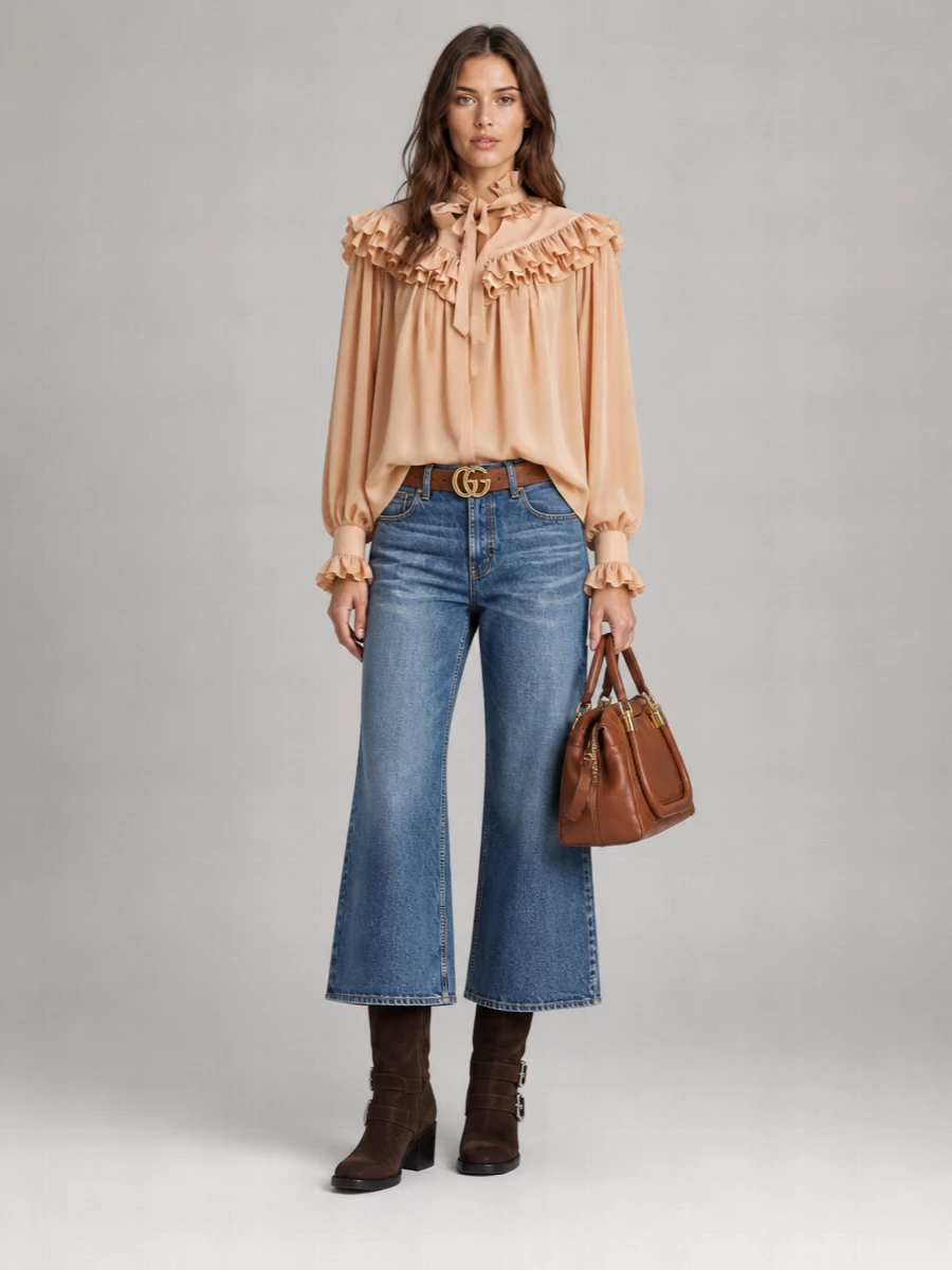 Chloé Denim Regular-Fit Wide-Leg Trousers