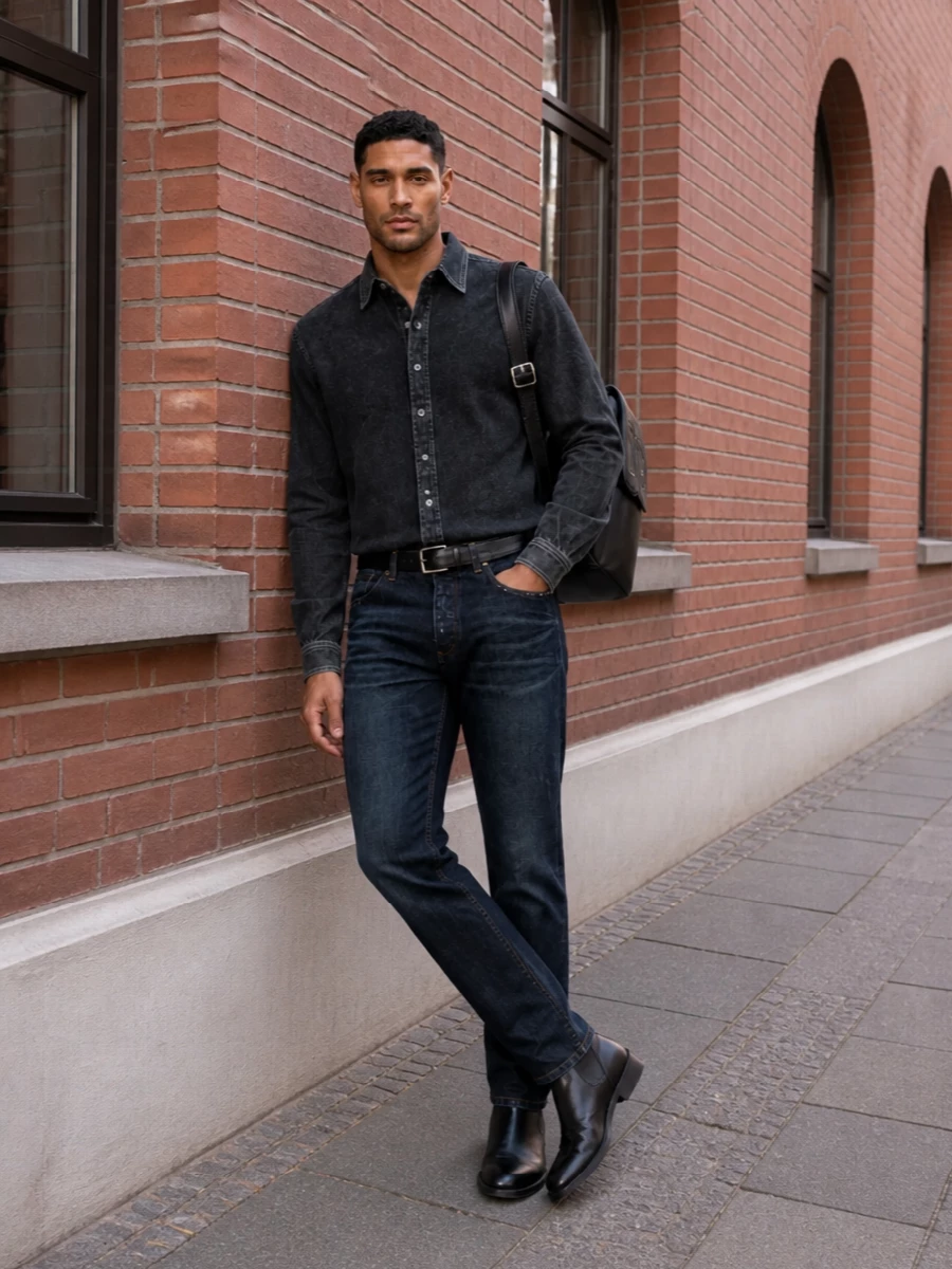 Dolce gabbana dark denim black shirt outfit