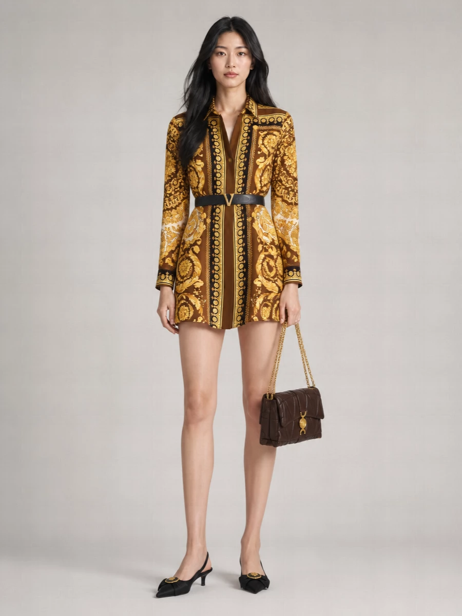 Versace Printed Shirt Mini Dress