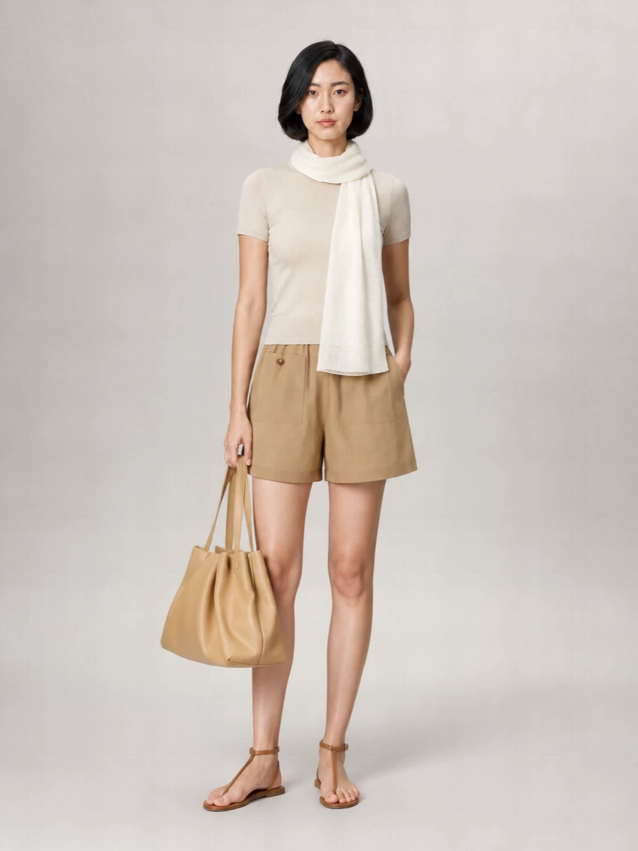Weekend Max Mara Linen Flared Cropped Shorts