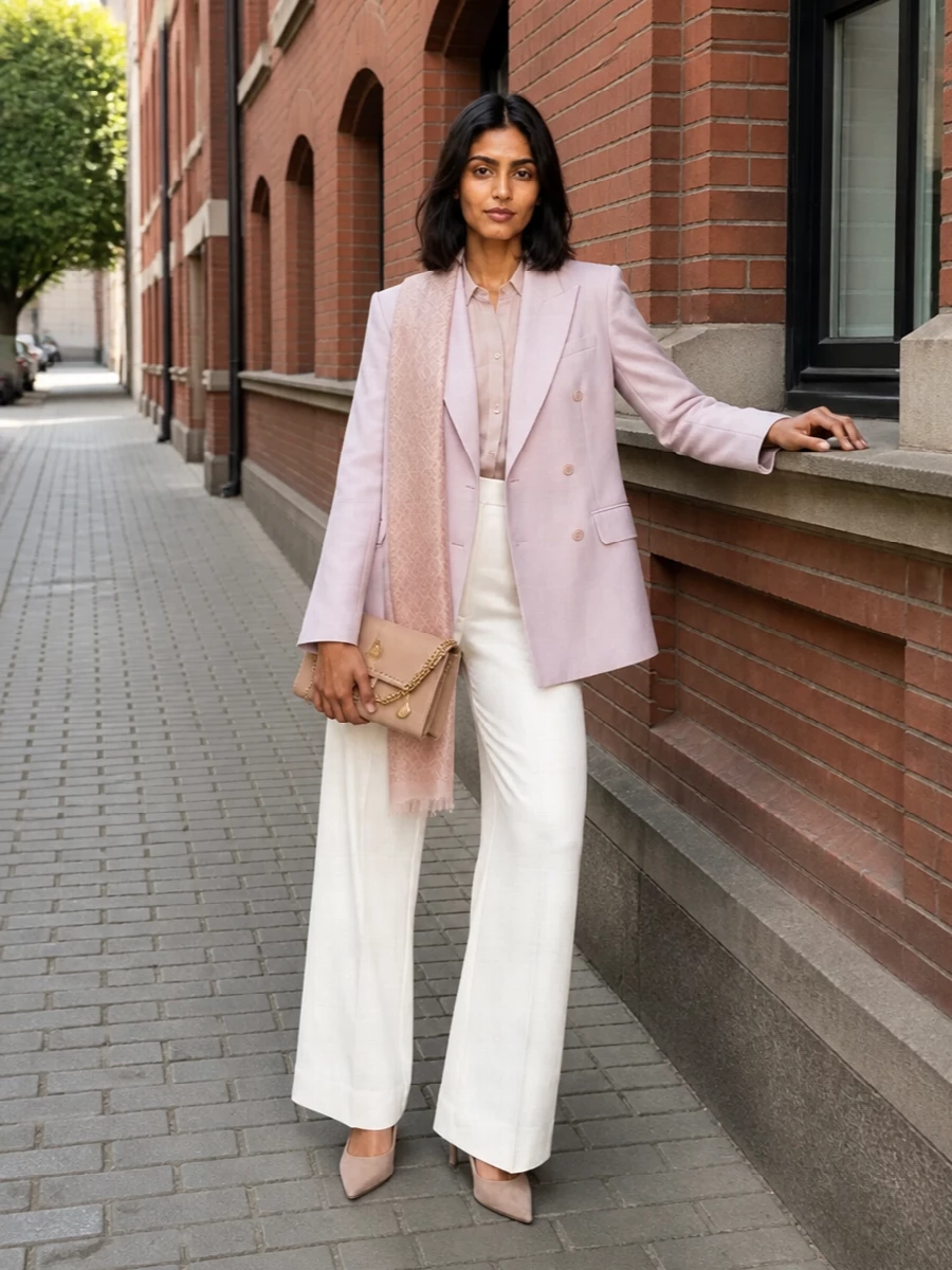 Frankie shop blush blazer wide leg trousers