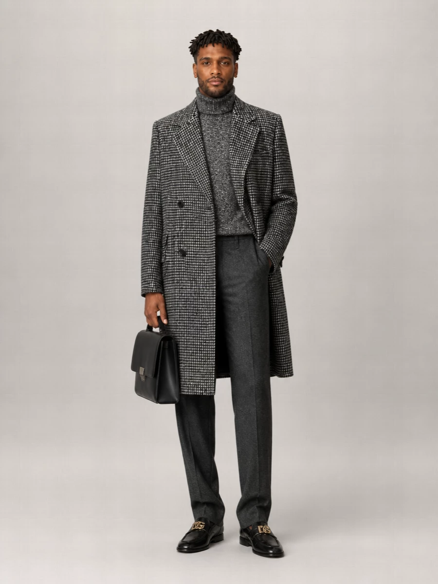 Dolce&Gabbana Houndstooth Double Breasted Coat