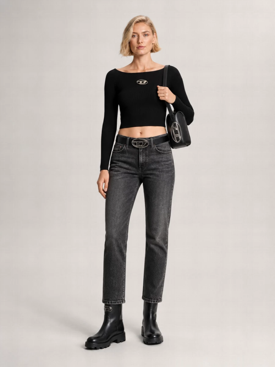 Diesel denim mid-rise straight-leg jeans