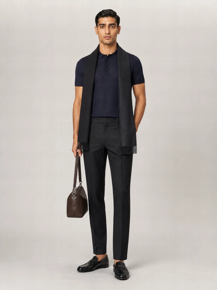 Fendi Cashmere Wool Fringed Logo-Jacquard Scarf