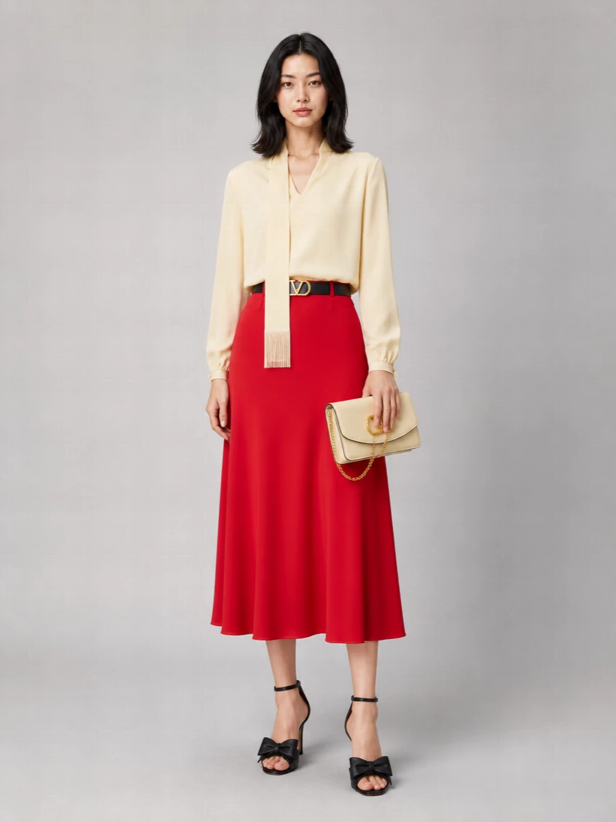Valentino Silk Flared Midi Skirt
