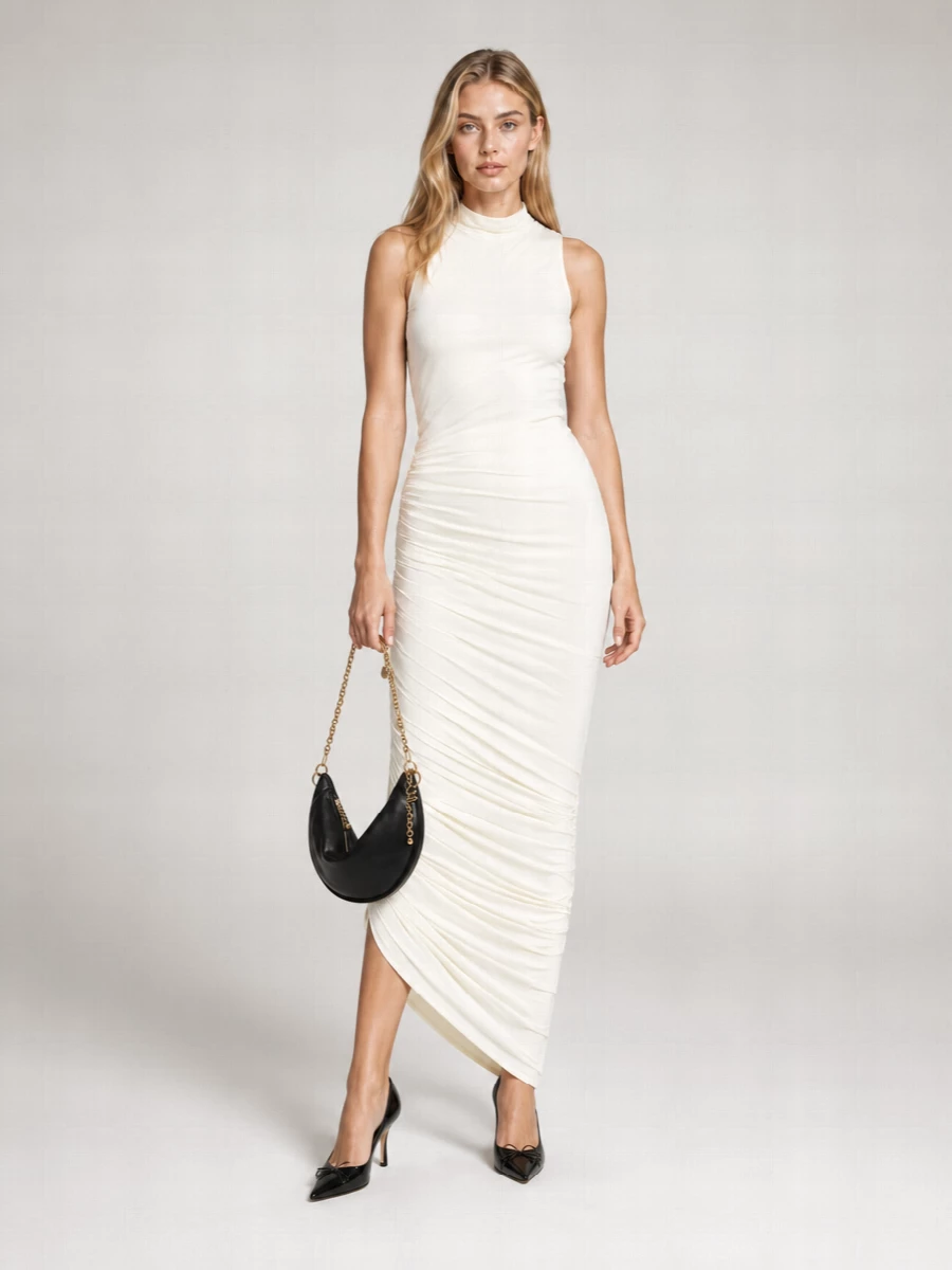 Jacquemus Asymmetric Gathered Maxi Dress