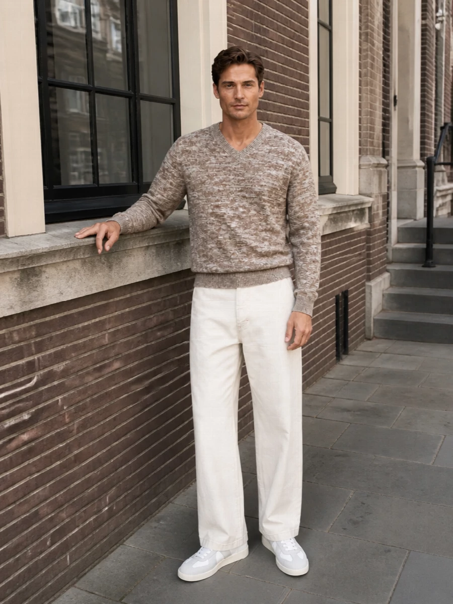 Maison margiela taupe sweater wide leg trousers