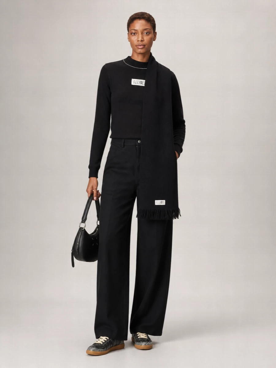 Mm6 Maison Margiela Wool Blend Ribbed Crew Neck Sweatshirt