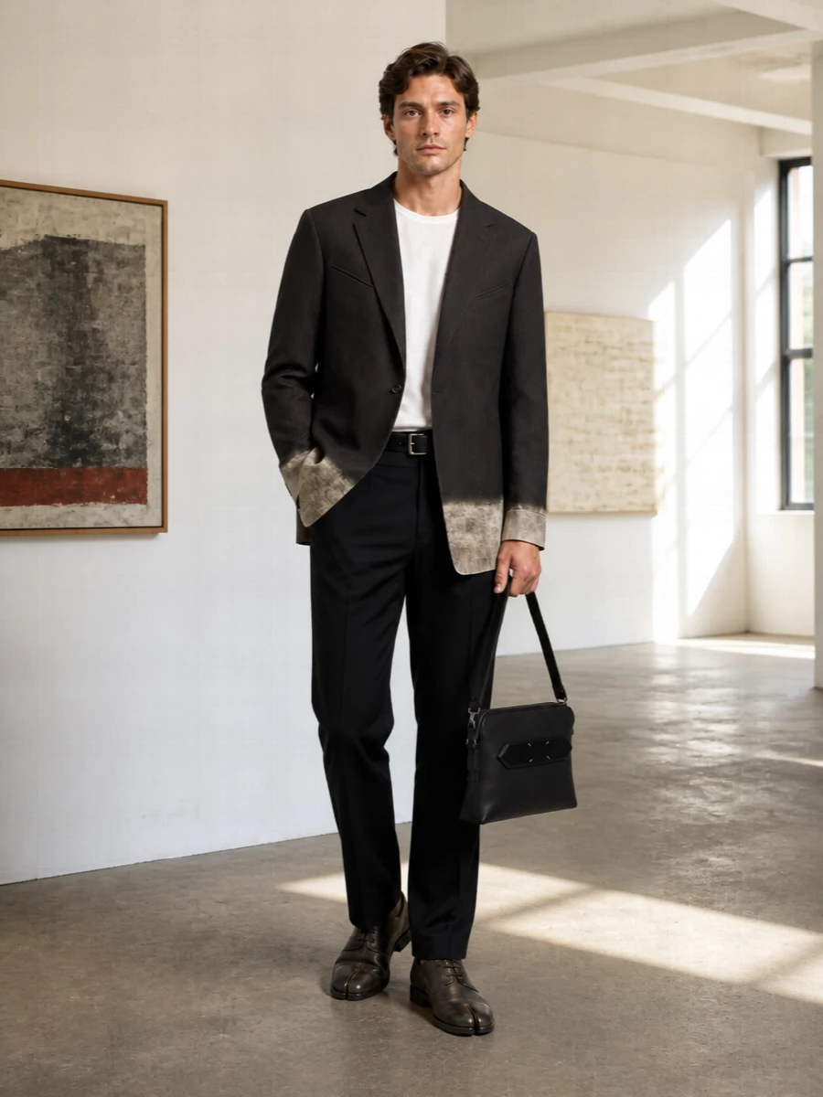 Maison margiela charcoal blazer black trousers