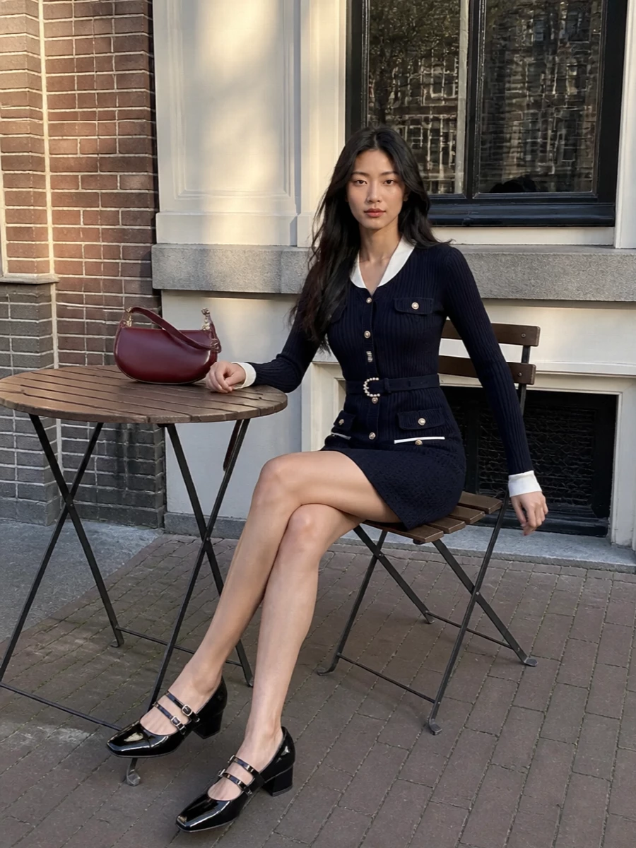 Self portrait navy mini dress mary janes
