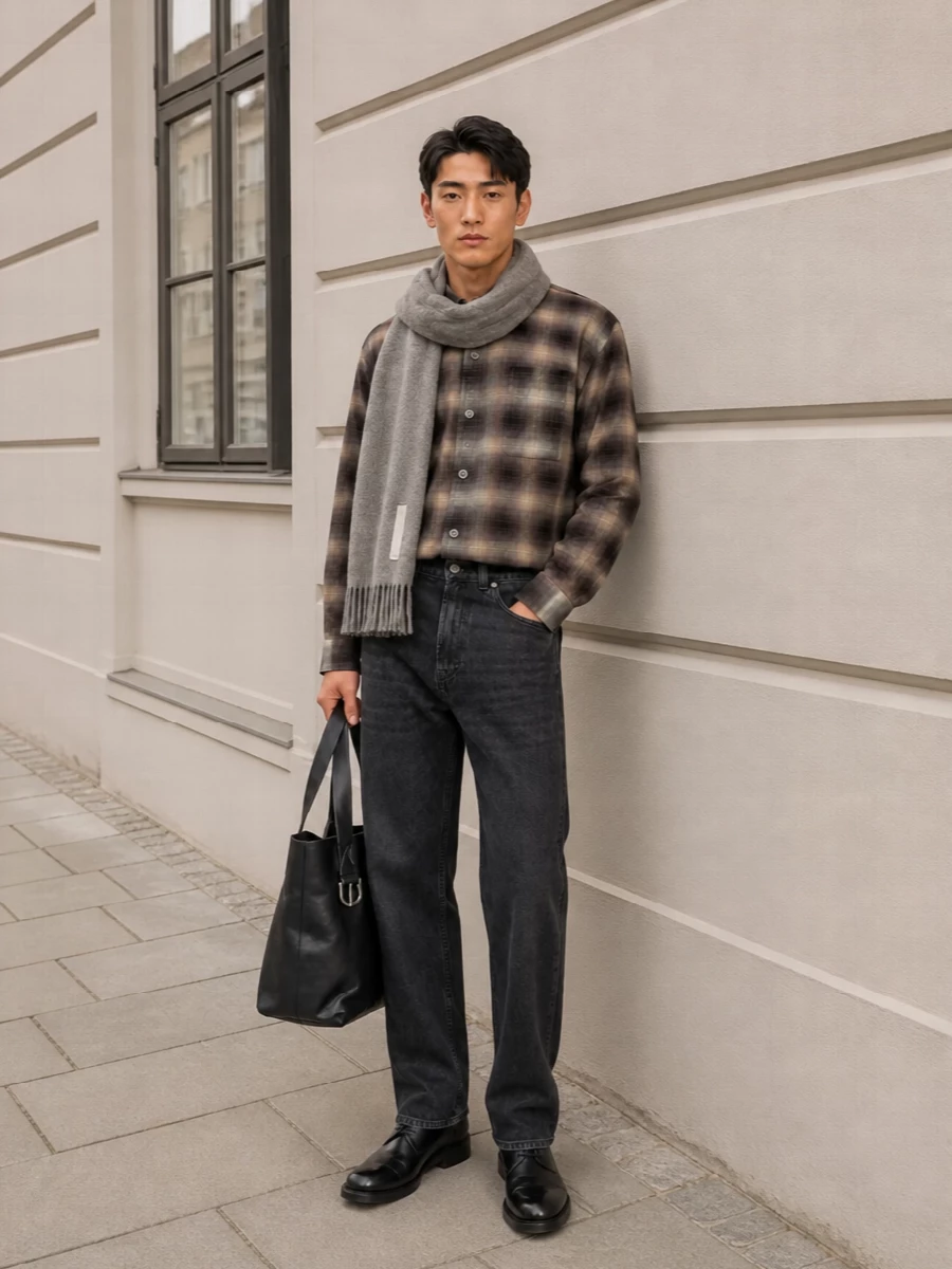Our legacy plaid shirt washed black jeans outfit