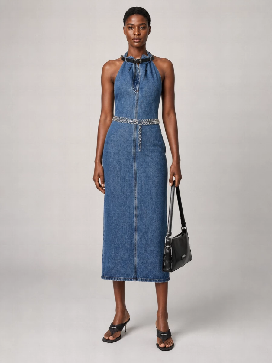 Coperni Halterneck Cotton Midi Dress