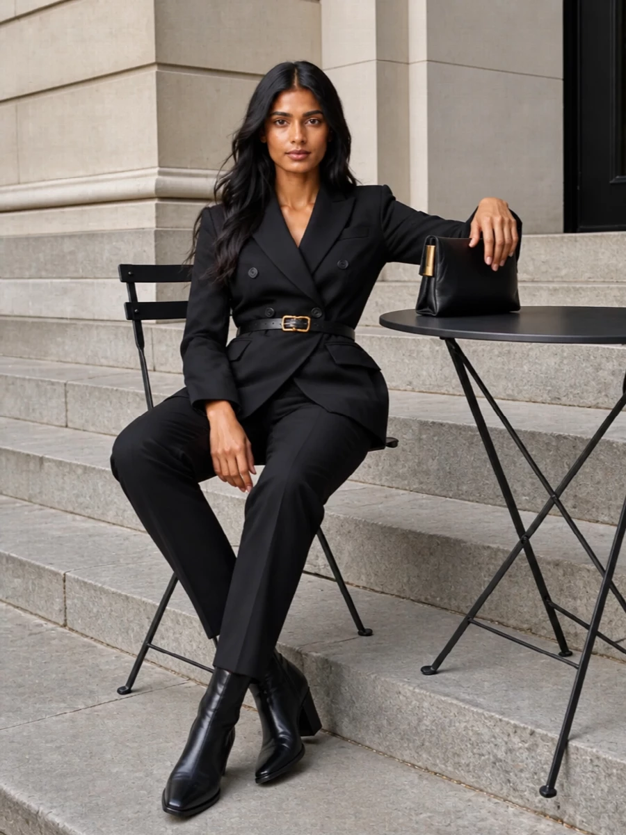 Frankie shop black tailored suit ankle boots