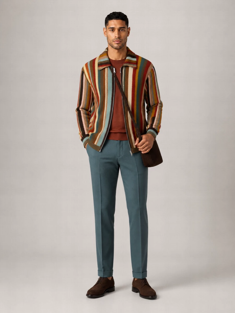 Paul Smith striped merino wool zip cardigan