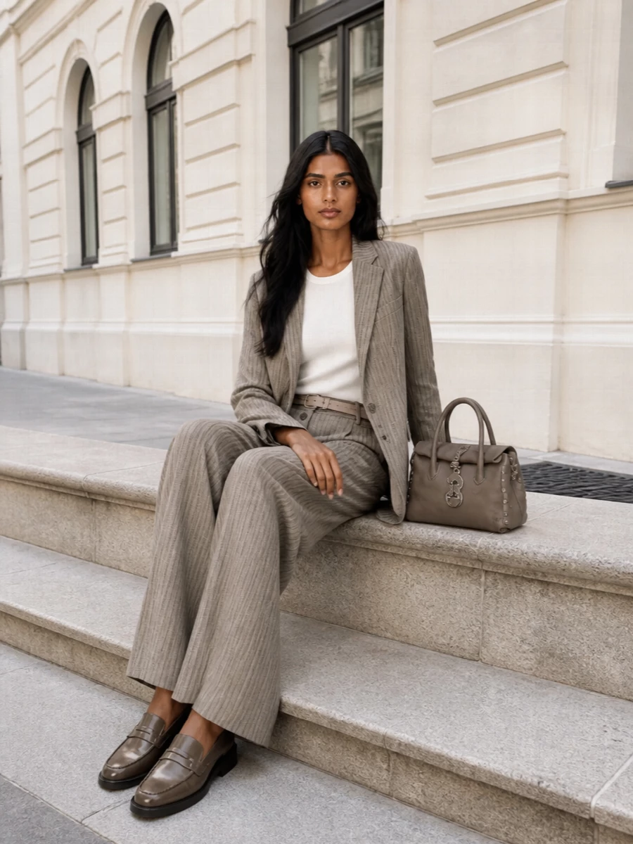 Paul smith striped trouser blazer taupe loafers