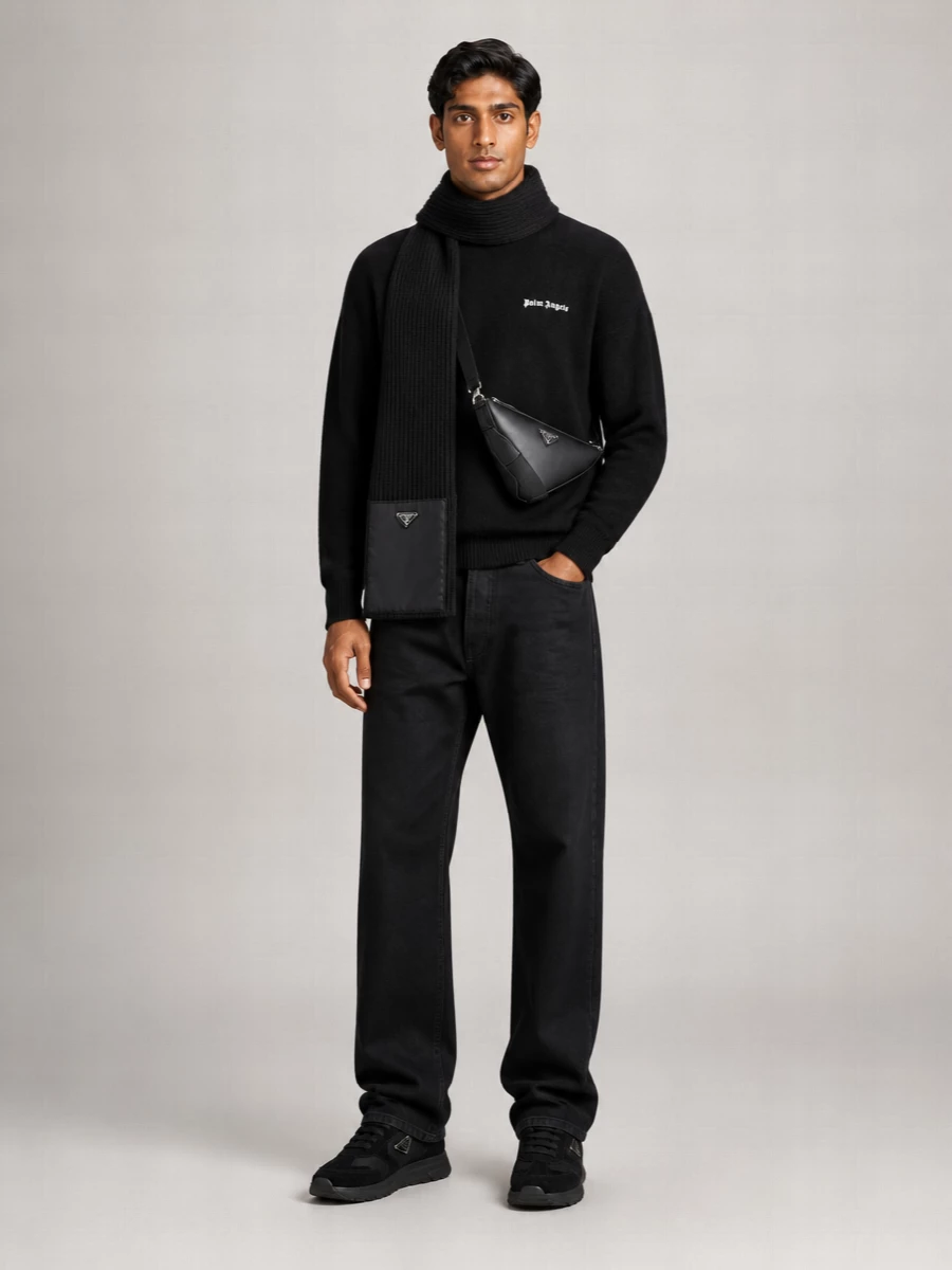 Palm Angels Cashmere Blend Logo Crewneck Sweater