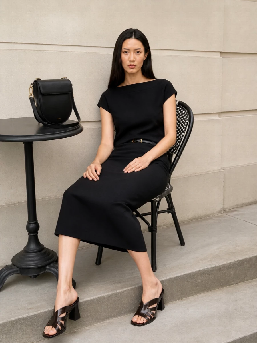 Dries van noten black midi skirt shell outfit