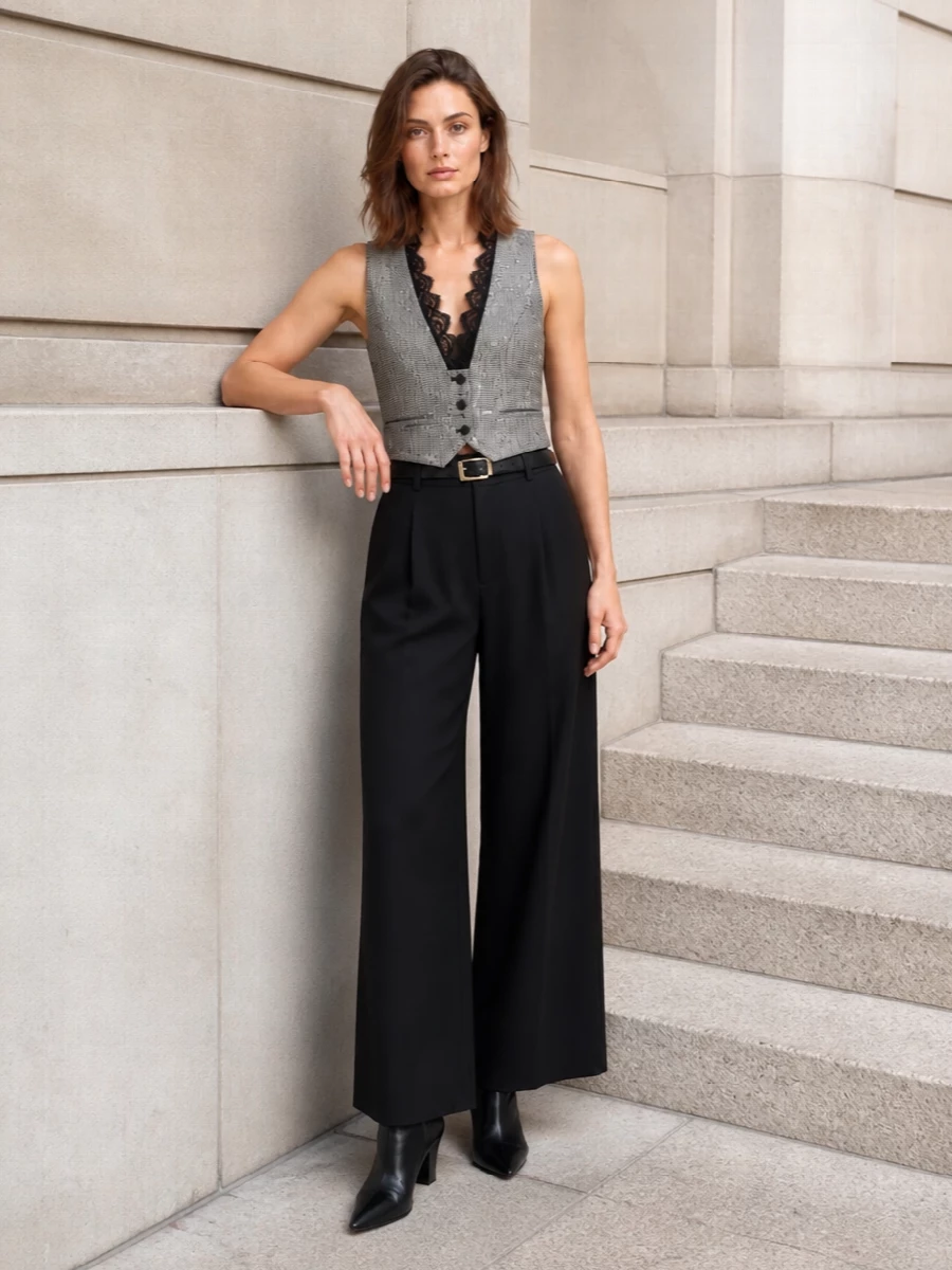 Ermanno firenze waistcoat black wide leg trousers
