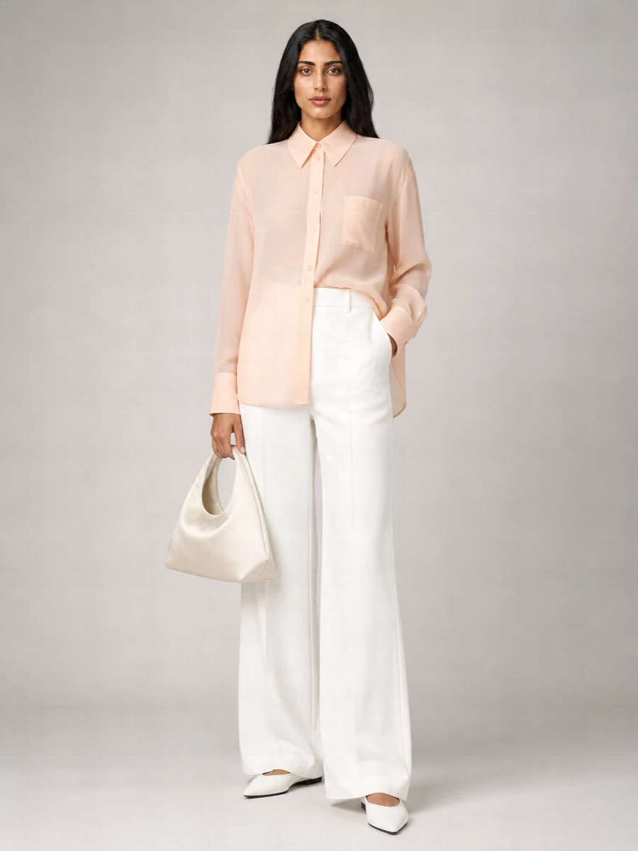 Sportmax Silk Crepe De Chine Long-Sleeve Shirt
