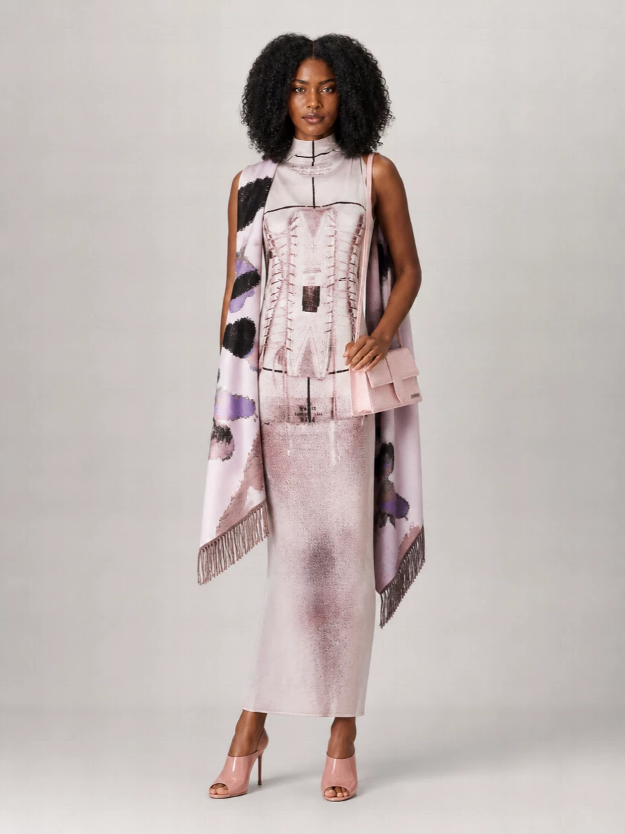 Jean Paul Gaultier Draped Printed Midi Dress