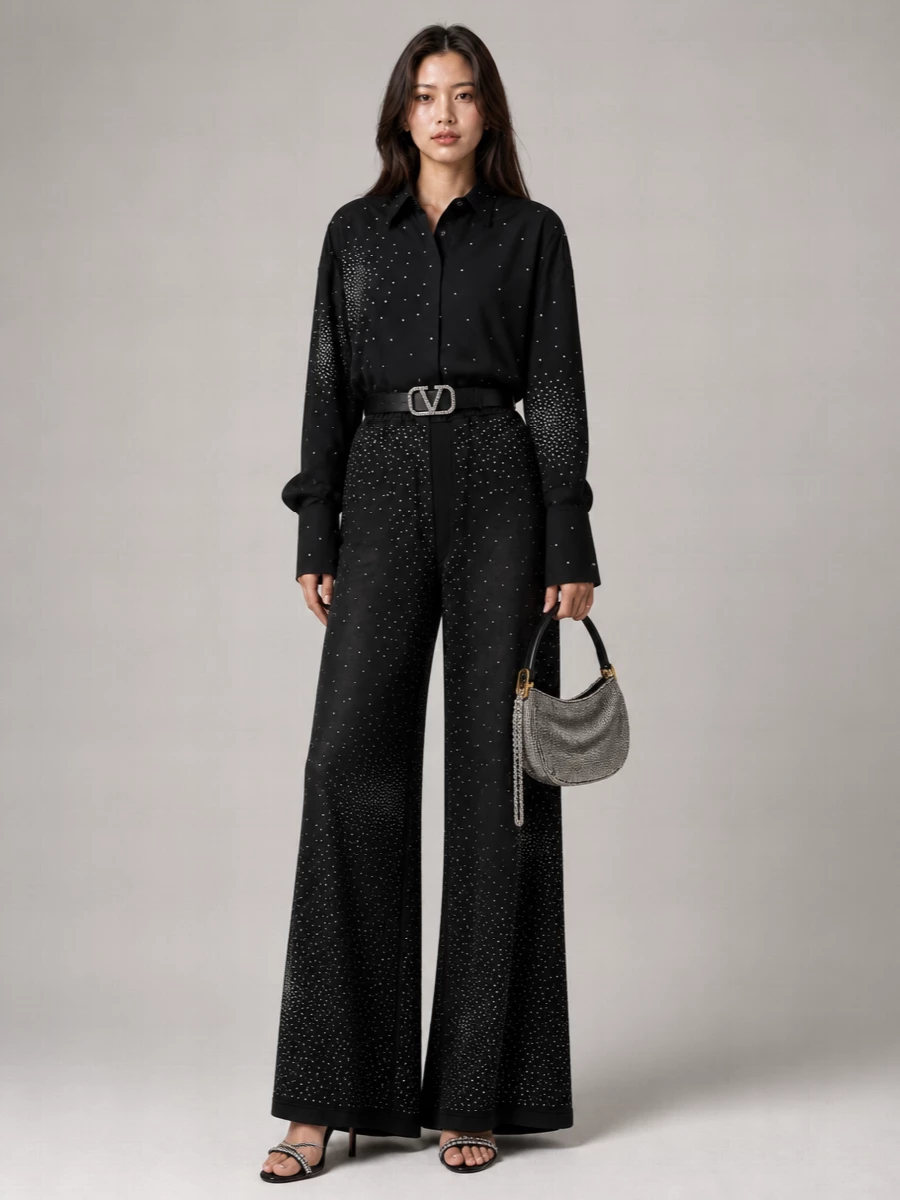 Giuseppe Di Morabito Rhinestone Wide-Leg Trousers