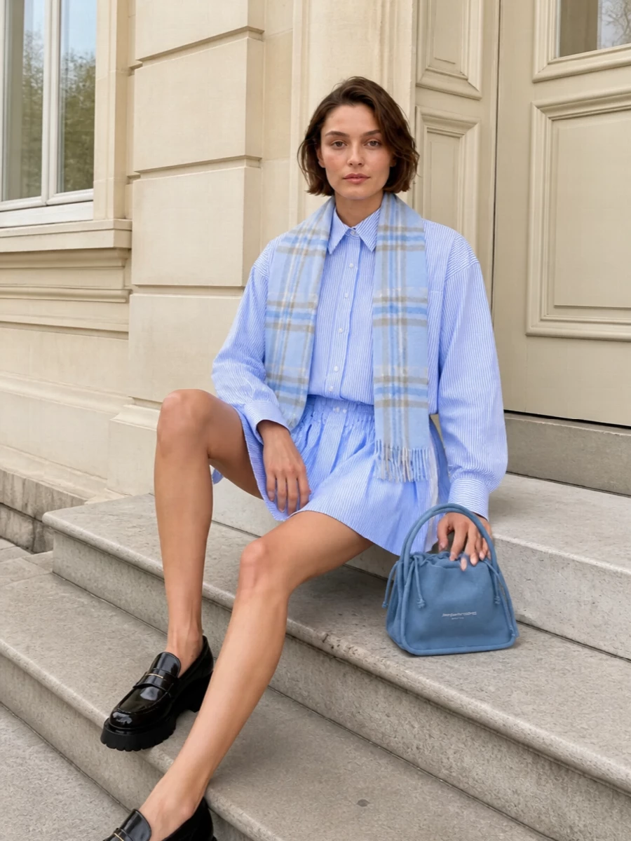 Alexander wang striped shirtdress chunky loafers