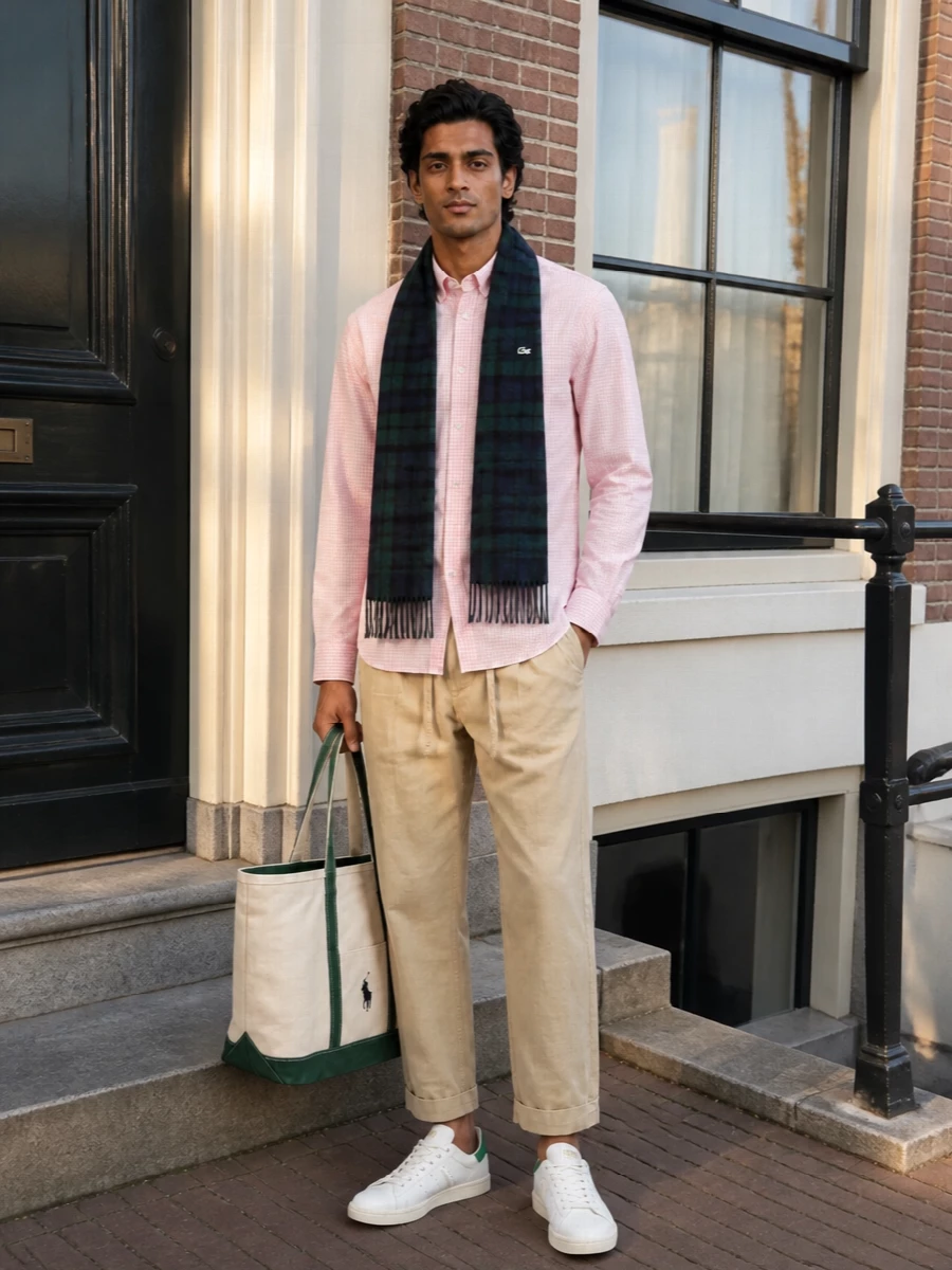 Lacoste pink shirt polo chinos stan smith
