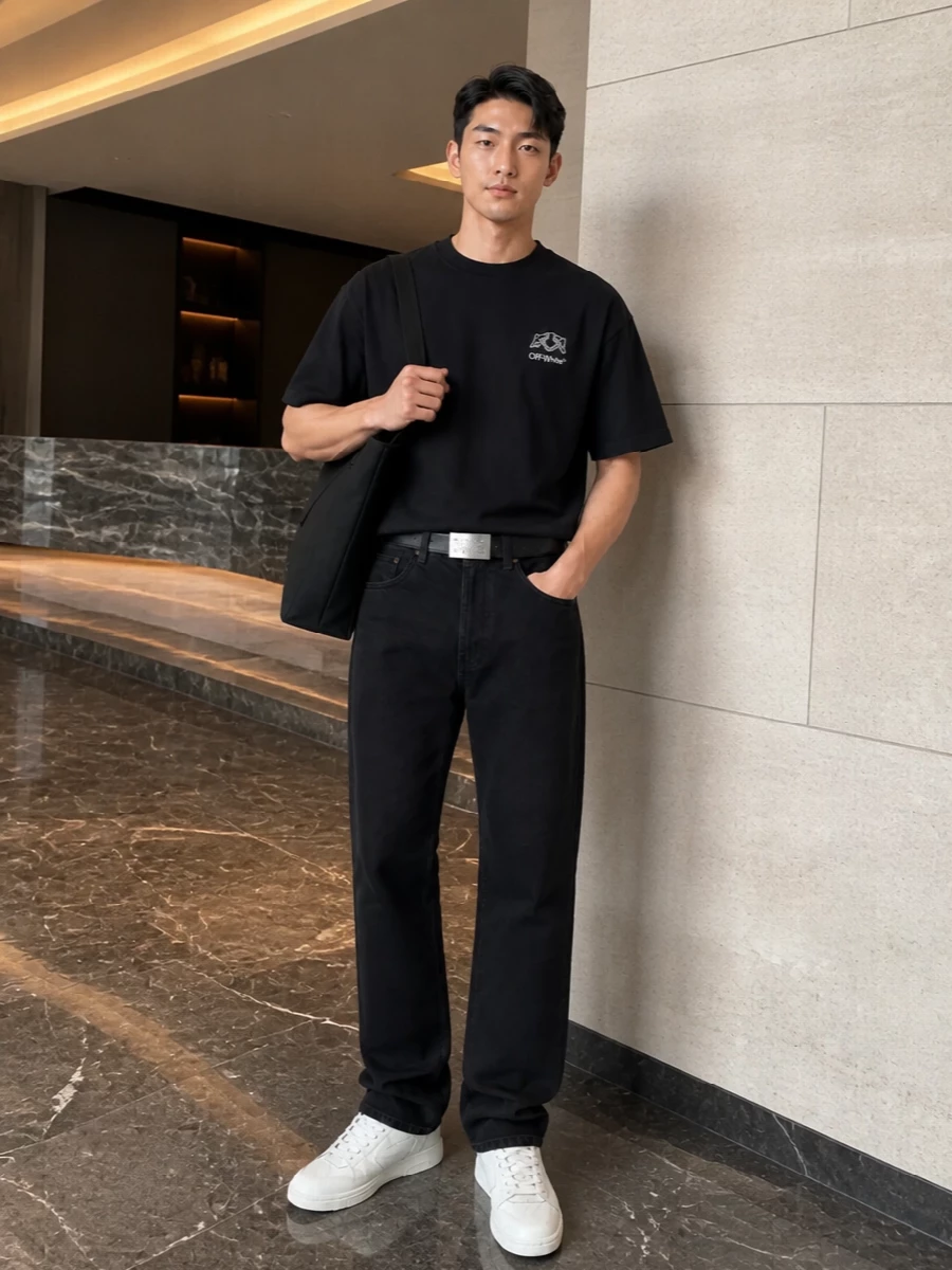 Off white tee margiela jeans sneakers