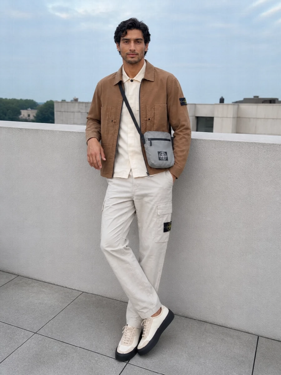 Stone island overshirt cargo trousers outfit