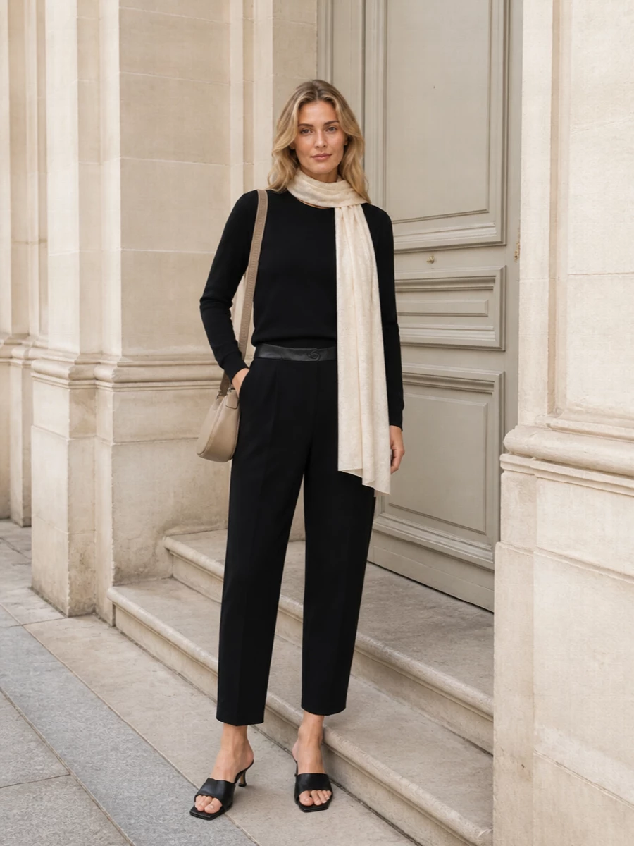 Emporio armani black knit cropped tailored trousers