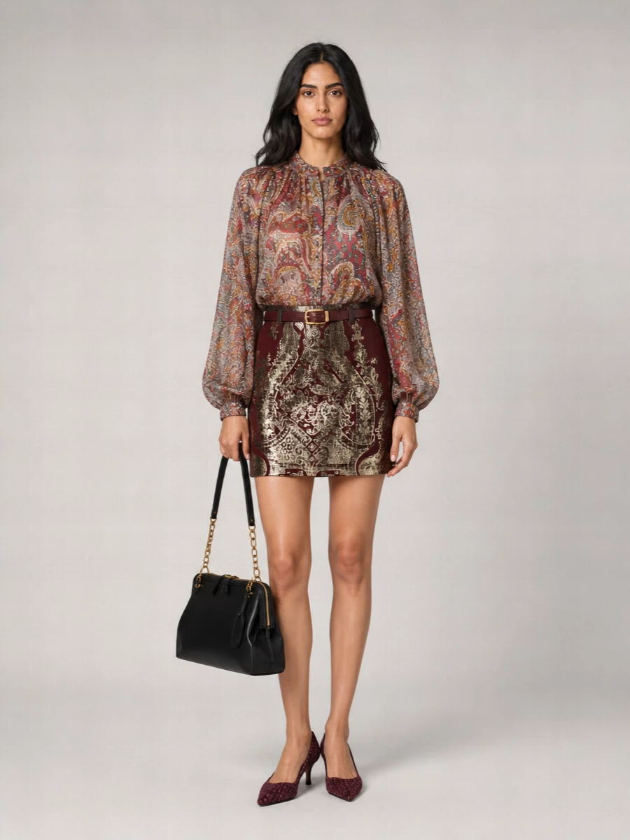 Etro Cashmere Wool Printed Mini Skirt