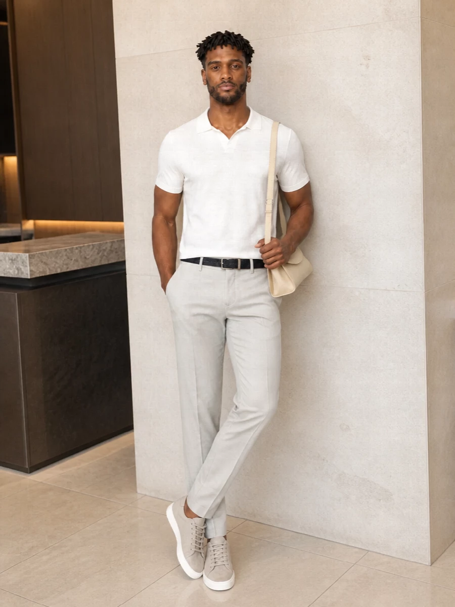 Tagliatore knit polo pt torino stone trousers