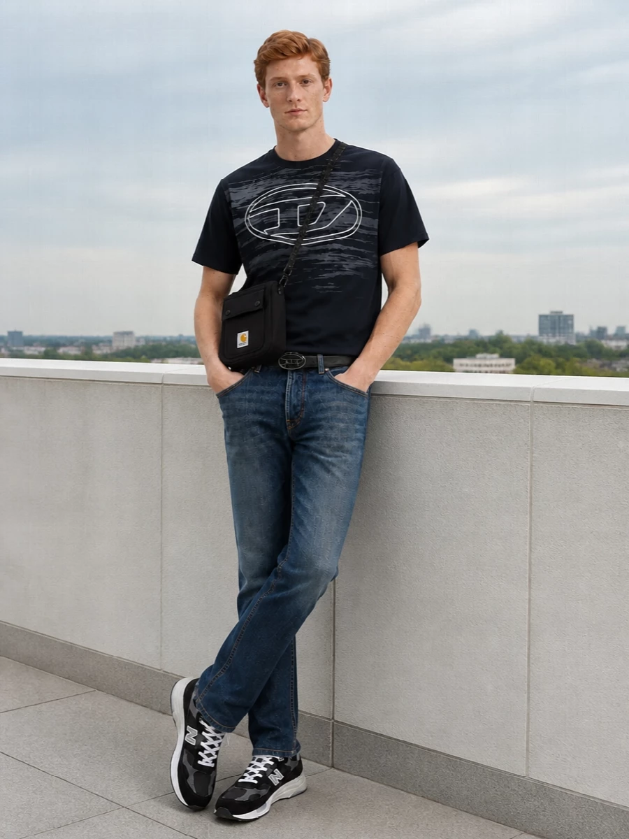 Diesel jeans navy graphic tee new balance