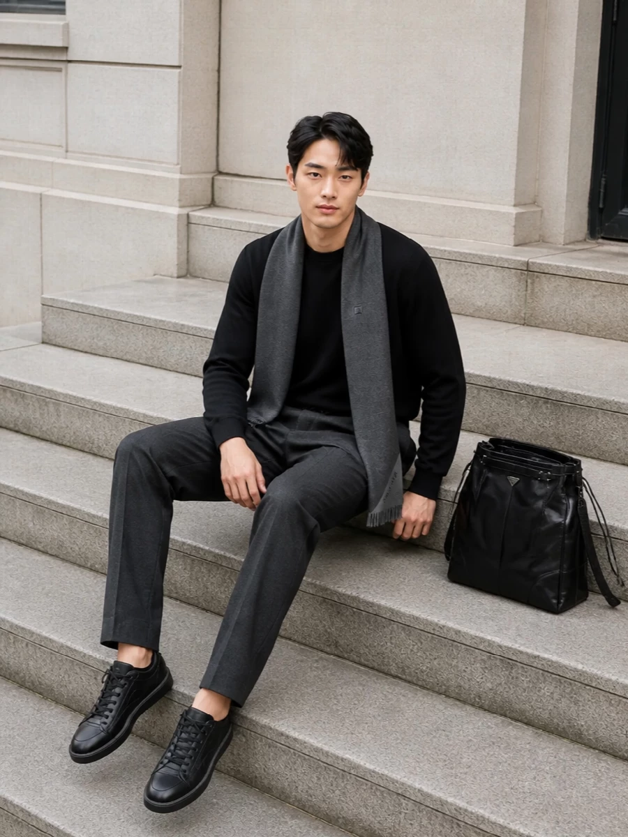 Acne sweater dries trousers prada sneakers bag